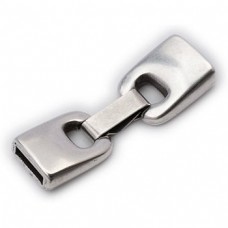 46.5x14.5mm (10x2.5mm ID) Fold-Over Antique Fine Silver Plated Clasp for Flat Leather - Each