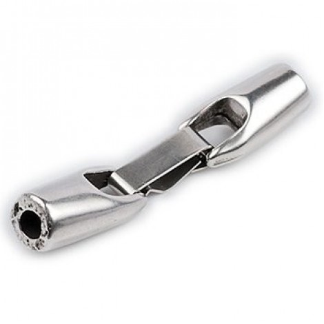 50x10mm (4mm ID) Fold-Over Antique Fine Silver Plated Clasp for 4mm Round Leather - Each