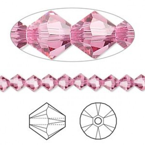 5mm Swarovski Crystal Bicones - Rose - Pack of 10