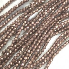 3mm Czech Firepolish Beads - Saturated Metallic Pale Dogwood - Pack of 50