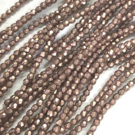 3mm Czech Firepolish Beads - Saturated Metallic Pale Dogwood - Pack of 50