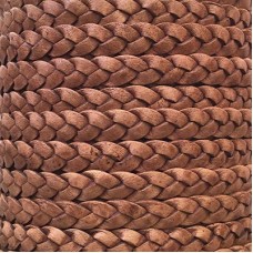 7mm Braided Premium Indian Flat Leather Cord - Antique Tan