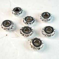 7mm Antique Silver Plated Pewter Beaded Rondelles