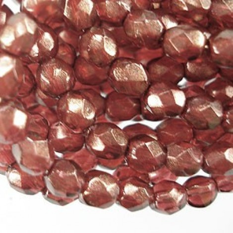 4mm Czech Firepolish Beads - Halo Cardinal Red - Pack of 50