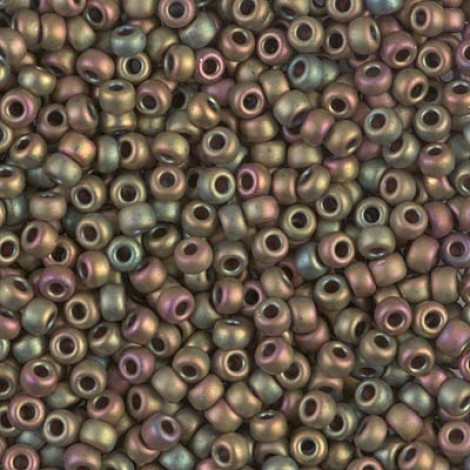 8/0 Miyuki Seed Beads - Matte Metallic Khaki Iris - 22gm