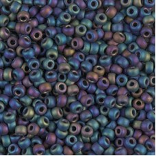 8/0 Miyuki Seed Beads - Matte Black AB