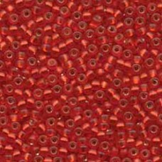 6/0 Miyuki Seed Beads - Matte Silver Lined Flame Red - 20gm