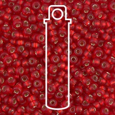 8/0 Miyuki Seed Beads - Matte Silver Lined Flame Red - 22gm