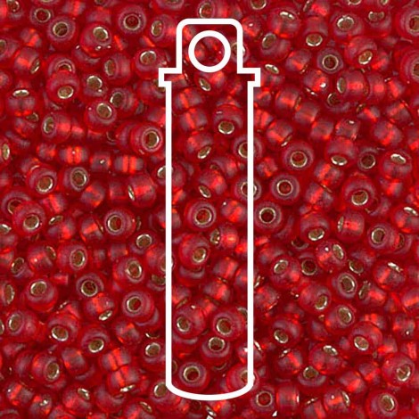 8/0 Miyuki Seed Beads - Matte Silver Lined Flame Red - 22gm