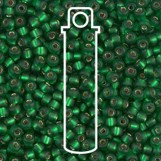 8/0 Miyuki Seed Beads - Matte Silver Lined Transparent Green - 22gm