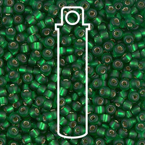 8/0 Miyuki Seed Beads - Matte Silver Lined Transparent Green - 22gm 8/0 Miyuki Seed Beads - Matte Silver Lined Transparent Green - 22gm
