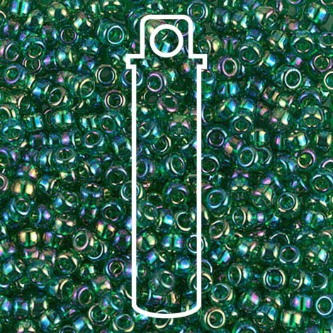 8/0 Miyuki Seed Beads - Transparent Green AB - 22gm 8/0 Miyuki Seed Beads - Transparent Green AB - 22gm
