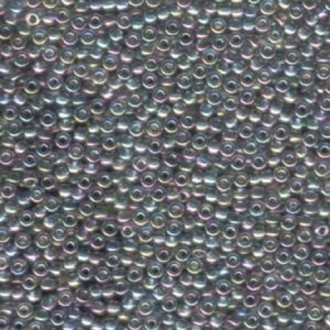 15/0 Miyuki Seed Beads - Tr Gray Rainbow Iris