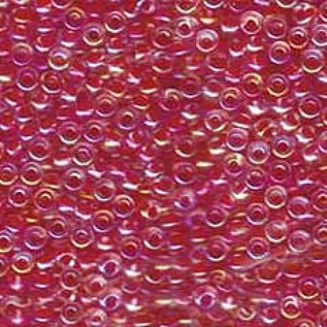 8/0 Miyuki Seed Beads - Dk Coral Lined Crystal AB