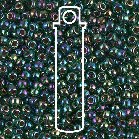 8/0 Miyuki Seed Beads - Lined Green AB - 22gm 8/0 Miyuki Seed Beads - Lined Green AB - 22gm