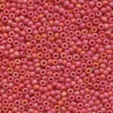 8/0 Miyuki Seed Beads - Matte Opaque Vermillion AB - 22gm