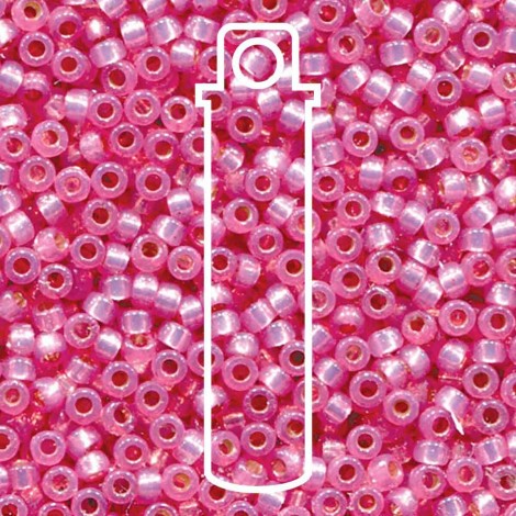 8/0 Miyuki Duracoat Seed Beads - Silver Lined Dyed Pink - 22gm