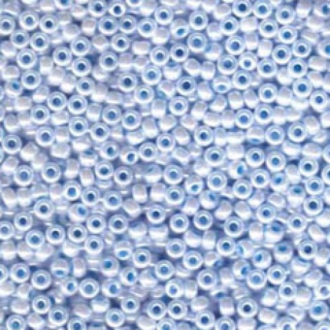 8/0 Miyuki Seed Beads - Aqua Lined White Pearl