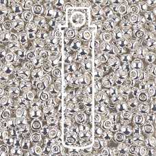 8/0 Miyuki Seed Beads - Bright Sterling Silver Plated - 10gm
