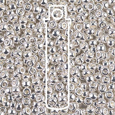 8/0 Miyuki Seed Beads - Bright Sterling Silver Plated - 10gm