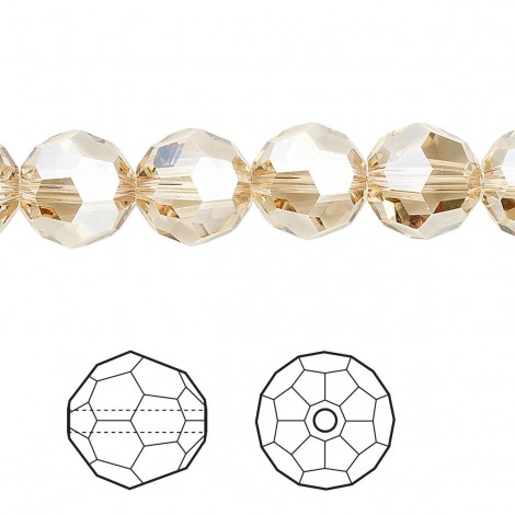 10mm Swarovski 5000 Round Beads - Crystal Gold Shadow - Pack of 2