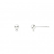 4mm Ball Drop Silver Plated Posts with Loop - Pack of 10 Pair