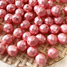 8mm Czech Firepolish Beads - Pastel Lt Coral - Pack of 20