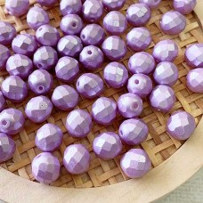 8mm Czech Firepolish Beads - Pastel Light Rose - Pack of 20