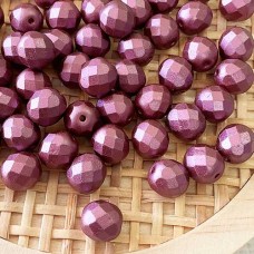 8mm Czech Firepolish Beads - Pastel Burgundy - Pack of 20