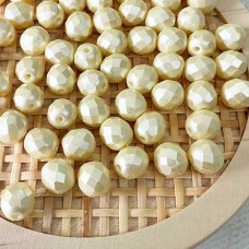 8mm Czech Firepolish Beads - Pastel Cream - Pack of 20