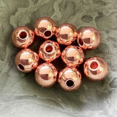 8mm Round Solid Copper Anti-Tarnish Beads w-2mm Hole - Pack of 10 beads