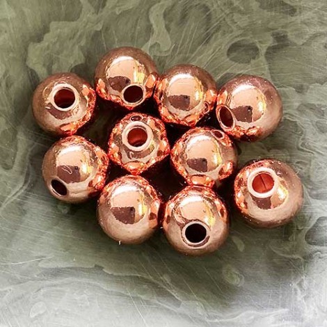 8mm Round Solid Copper Anti-Tarnish Beads w-2mm Hole - Pack of 10 beads 8mm Round Solid Copper Anti-Tarnish Beads w-2mm Hole - Pack of 10 beads