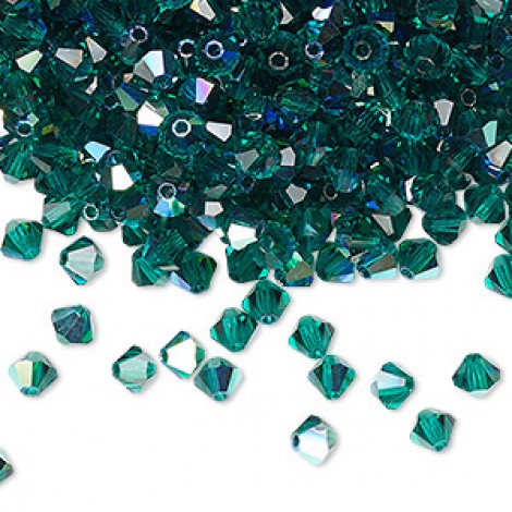 4mm Czech Preciosa Crystal Bicones - Emerald AB