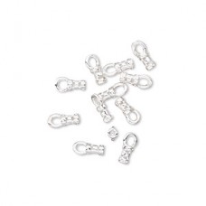 4x2mm (1mm ID) Silver Plated Cord End Crimp with Loop