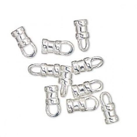 6.0x4.5mm (3mm ID) Silver Plated Cord End Crimp with Loop - Pack of 4 6.0x4.5mm (3mm ID) Silver Plated Cord End Crimp with Loop - Pack of 4