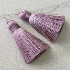 40mm Silk Tassels with Silver Jumpring - Dusty Lilac - 1 pair