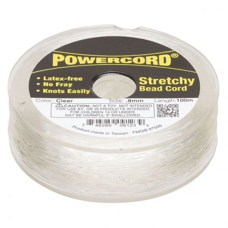 .8mm Powercord Clear Non-Latex Elastic Cord - 100m .8mm Powercord Clear Non-Latex Elastic Cord - 100m