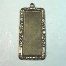 Antique Brass Large Rectangle Frame Pendant Bezel - each