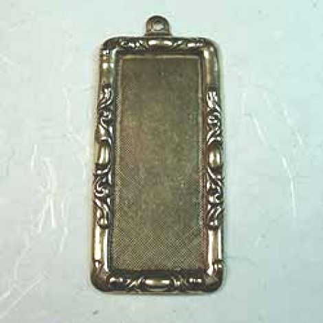 Antique Brass Large Rectangle Frame Pendant Bezel - each