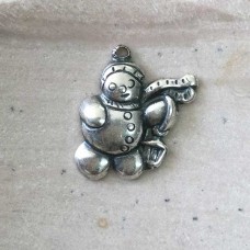 17mm Sterling Plated Snowman Charm - Each