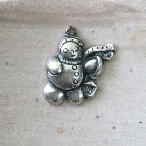 17mm Sterling Plated Snowman Charm - Each 17mm Sterling Plated Snowman Charm - Each