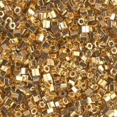 8/0 Miyuki Hex Cut Seed Beads - 24Kt Gold Plated - 5gm
