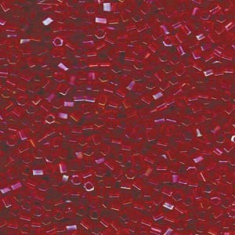 8/0 Miyuki Hex Cut Seed Beads - Transparent Red Luster - 12.5gm