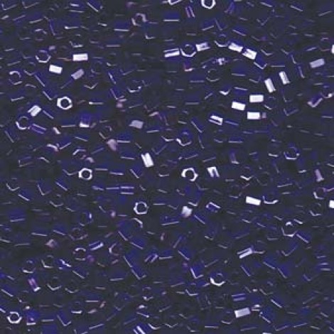 8/0 Miyuki Hex Cut Seed Beads - Transp Cobalt Luster - 12.5gm
