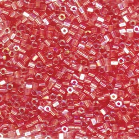 8/0 Miyuki Hex Cut Seed Beads - Salmon Lined Crys AB