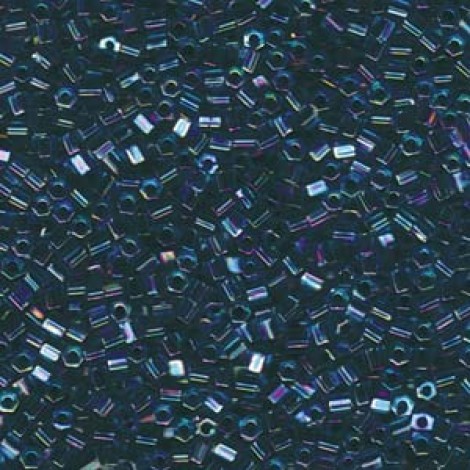 8/0 Miyuki Hex Cut Seed Beads - Blue Lined Aqua AB