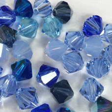8mm Swarovski Crystal Bicones - Blue Tones Mix - Pack of 10