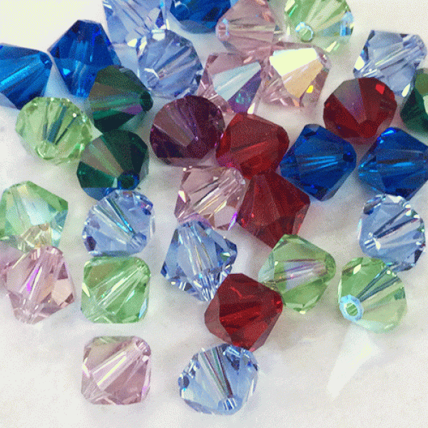 8mm Swarovski Crystal Bicones Gemtones Mix Pack of 10