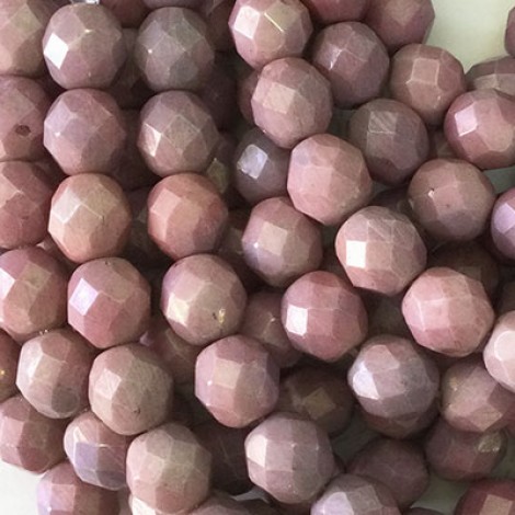 8mm Czech Firepolish Beads - Luster Opaque Amethyst - Pack of 20