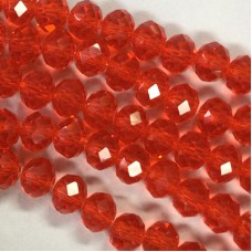 8x6mm Faceted Glass Rondelle Beads - Red